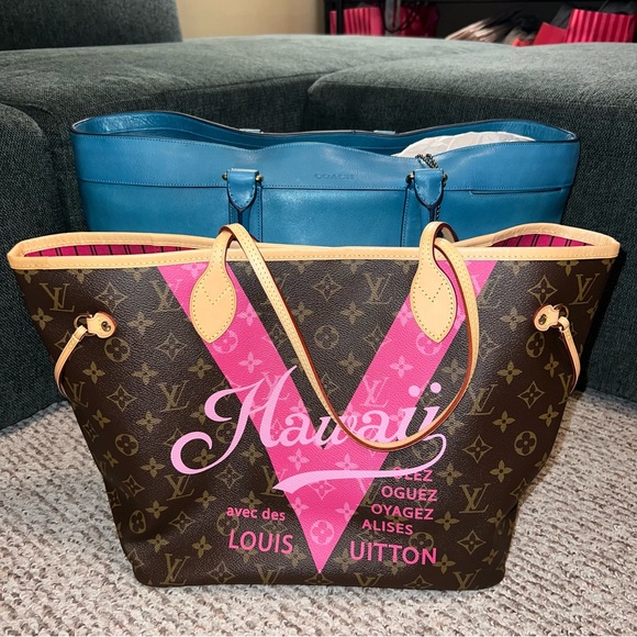 COACH BLEEKER TEAL BLUE LEATHER LARGE WEEKENDER TOTE BAG EUC - Picture 7 of 8